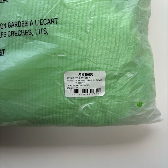 Skims Waffle Long Sleeve T-Shirt - Neon Green - 4x - NWT - Picture 9 of 10